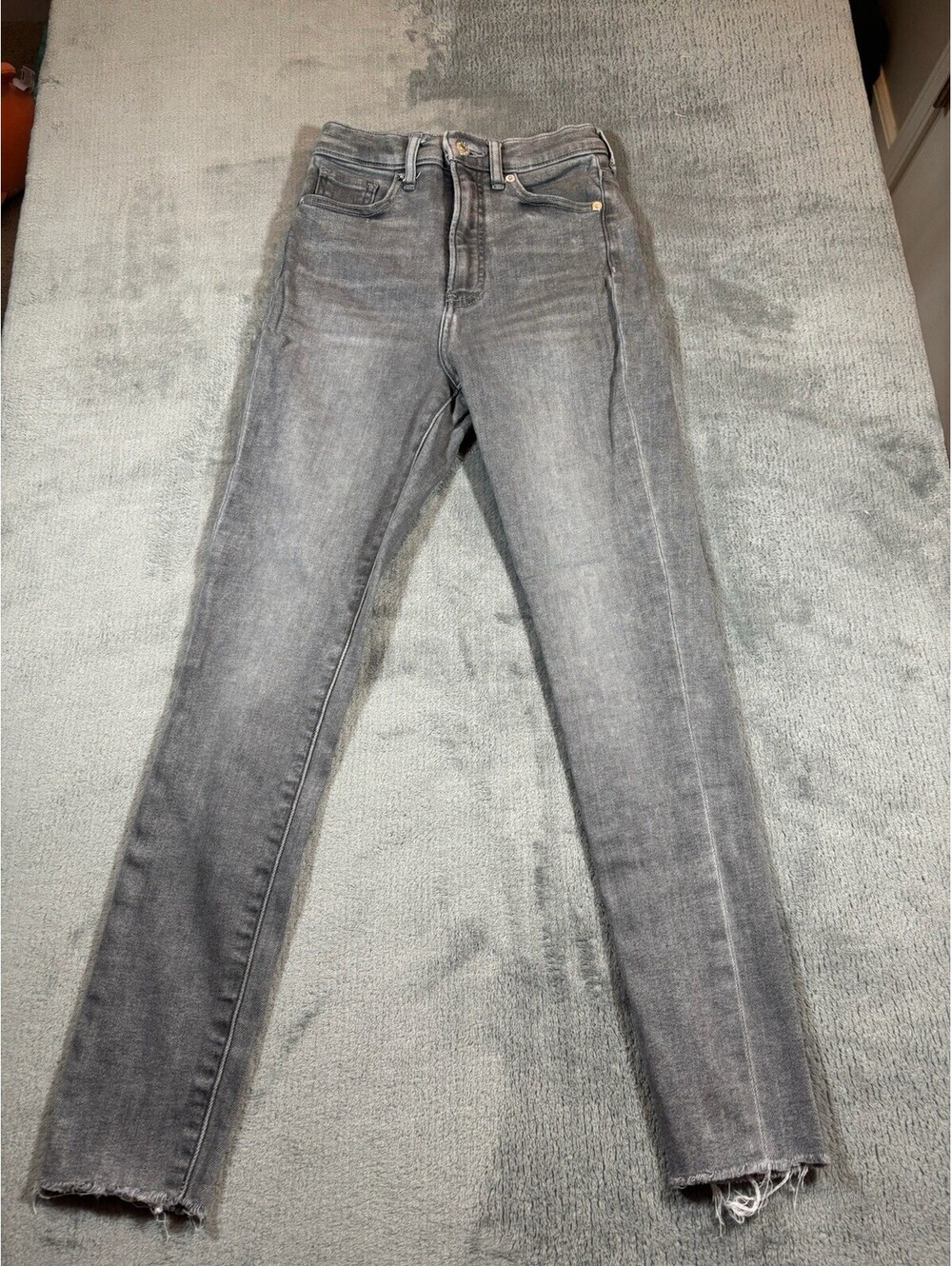EXPRESS Jeans Women’s 00R Gray Skinny High Rise Raw Hem Hyper Stretch Denim